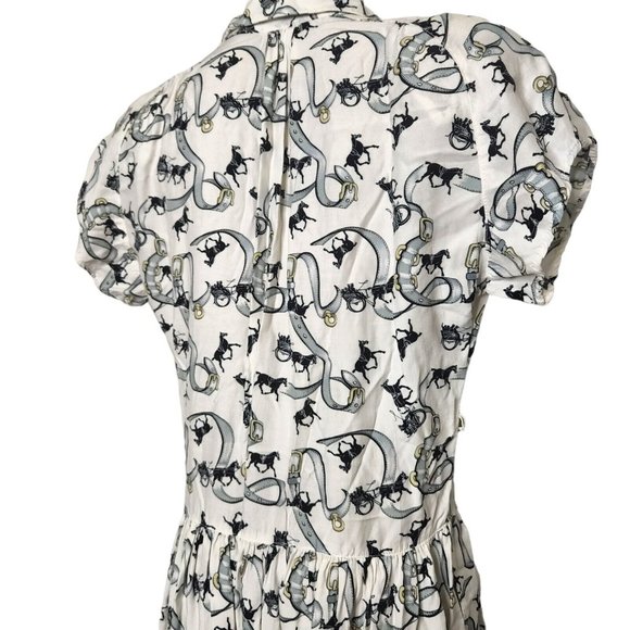 Vintage Patty Woodward Equestrian Horse Print Midi Dress Size Large - Picture 4 of 10
